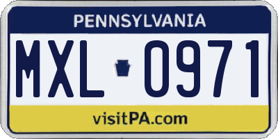 PA license plate MXL0971
