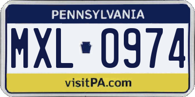 PA license plate MXL0974