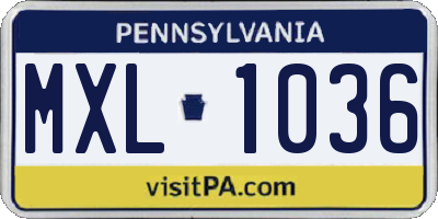 PA license plate MXL1036