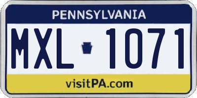 PA license plate MXL1071