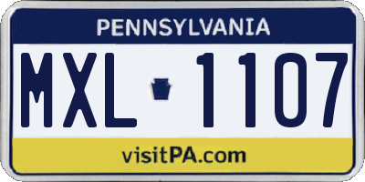 PA license plate MXL1107