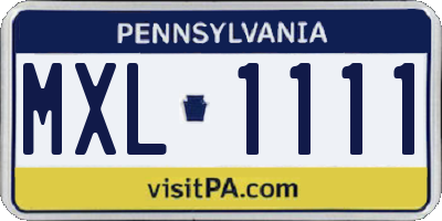 PA license plate MXL1111