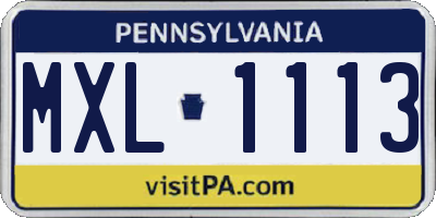 PA license plate MXL1113
