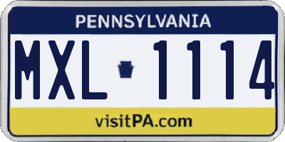 PA license plate MXL1114