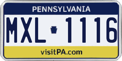 PA license plate MXL1116