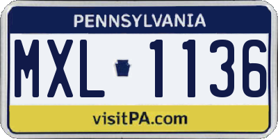 PA license plate MXL1136