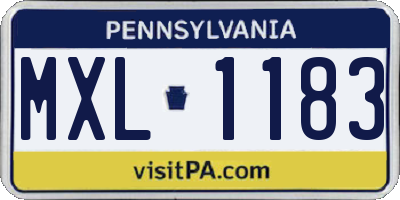 PA license plate MXL1183