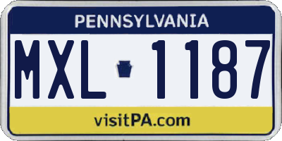 PA license plate MXL1187