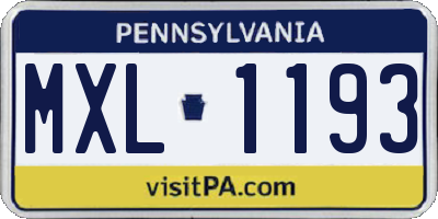 PA license plate MXL1193