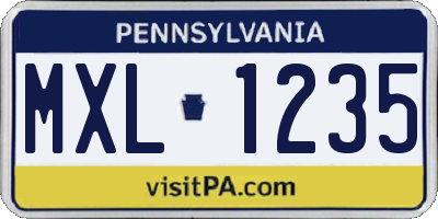 PA license plate MXL1235