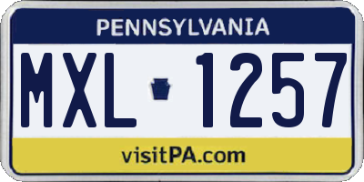 PA license plate MXL1257