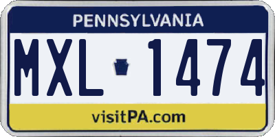 PA license plate MXL1474