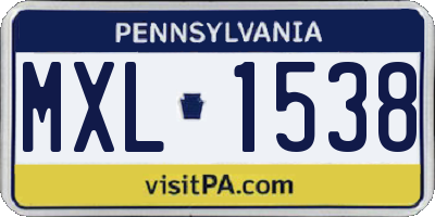PA license plate MXL1538
