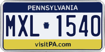 PA license plate MXL1540