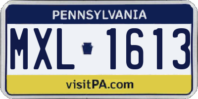 PA license plate MXL1613