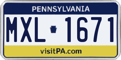 PA license plate MXL1671
