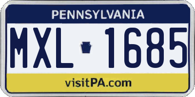 PA license plate MXL1685