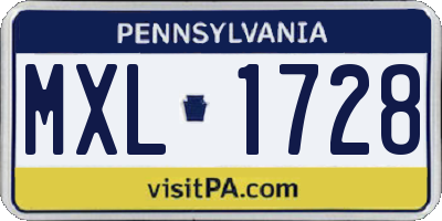 PA license plate MXL1728