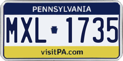 PA license plate MXL1735