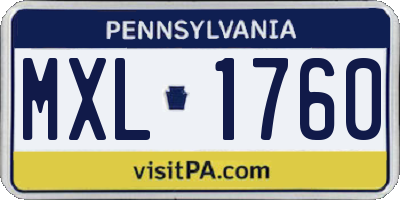 PA license plate MXL1760