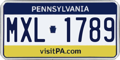 PA license plate MXL1789