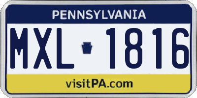 PA license plate MXL1816