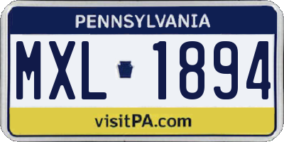PA license plate MXL1894