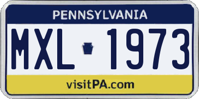 PA license plate MXL1973