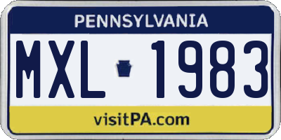 PA license plate MXL1983