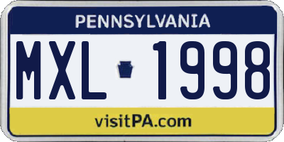 PA license plate MXL1998