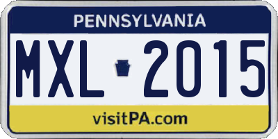 PA license plate MXL2015