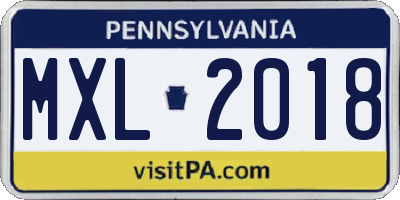 PA license plate MXL2018