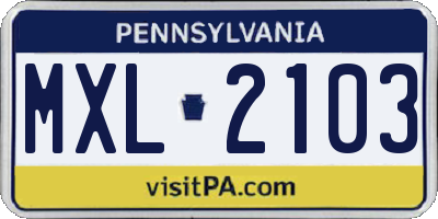 PA license plate MXL2103