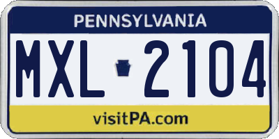 PA license plate MXL2104