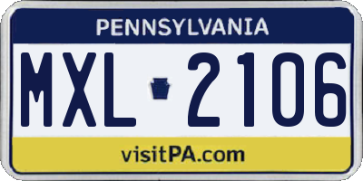 PA license plate MXL2106