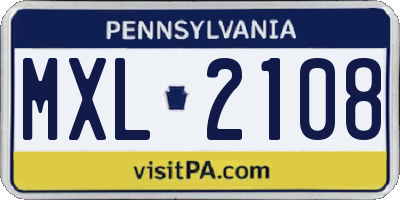 PA license plate MXL2108