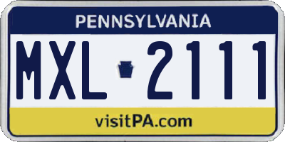 PA license plate MXL2111