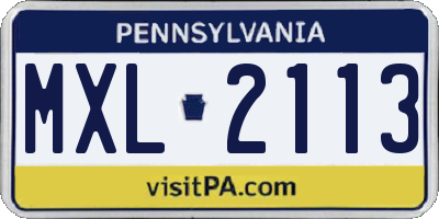 PA license plate MXL2113