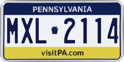 PA license plate MXL2114