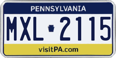 PA license plate MXL2115