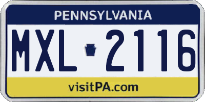 PA license plate MXL2116