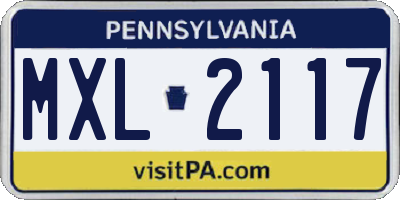 PA license plate MXL2117