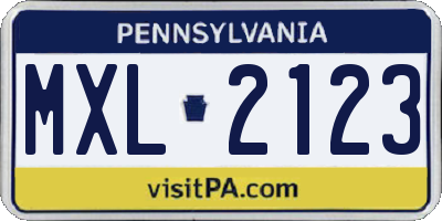 PA license plate MXL2123