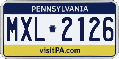 PA license plate MXL2126