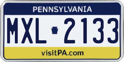 PA license plate MXL2133
