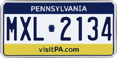 PA license plate MXL2134