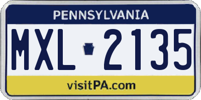 PA license plate MXL2135