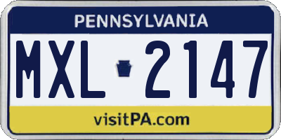PA license plate MXL2147