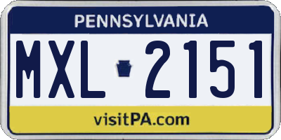 PA license plate MXL2151