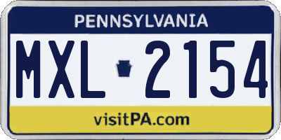 PA license plate MXL2154